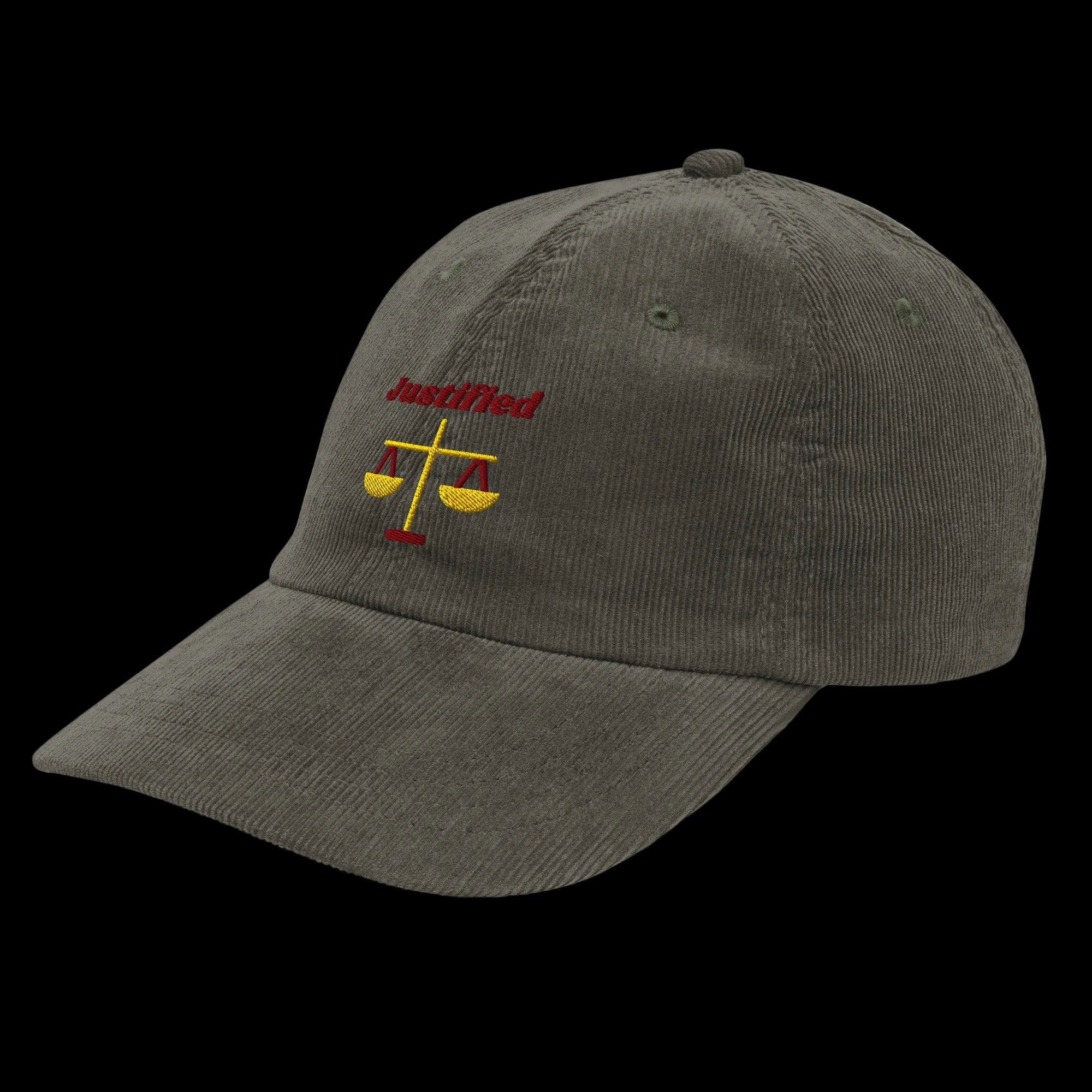 Justified Vintage corduroy cap - Olive, left front