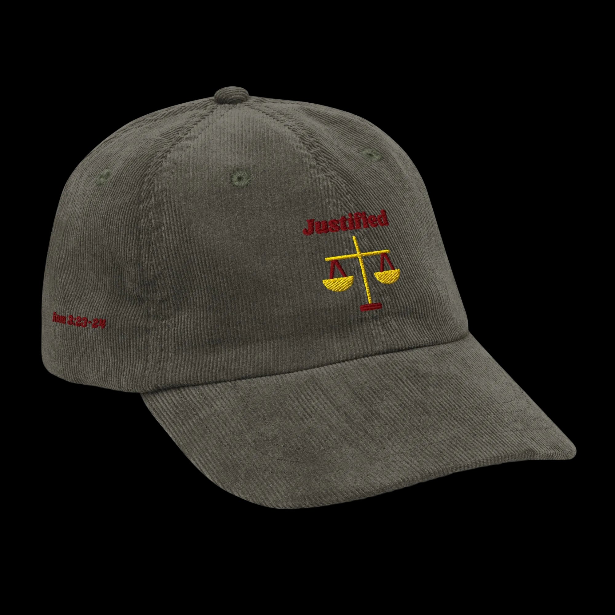 Justified Vintage corduroy cap - Olive, right front