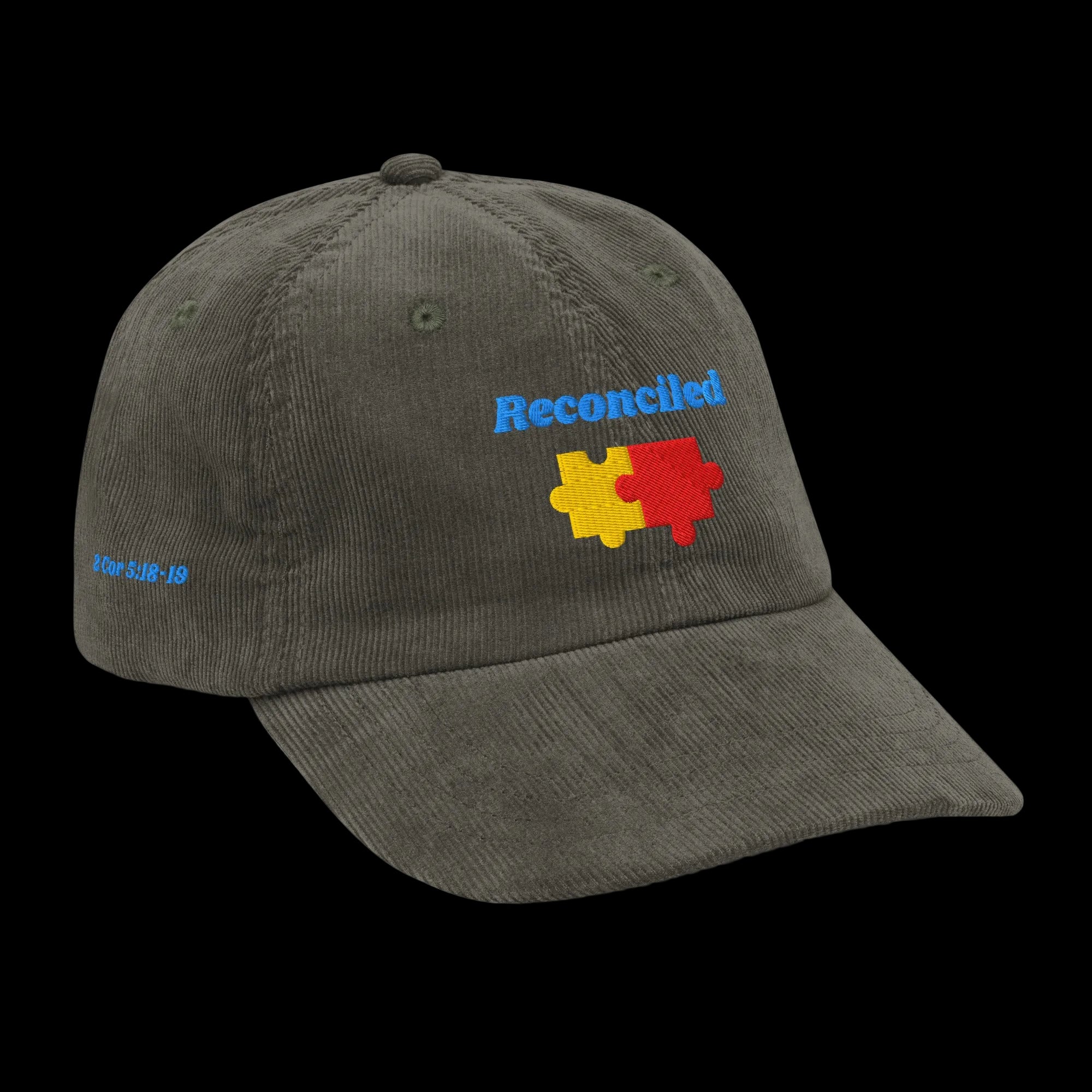 Reconciled Vintage corduroy cap - Olive, right front